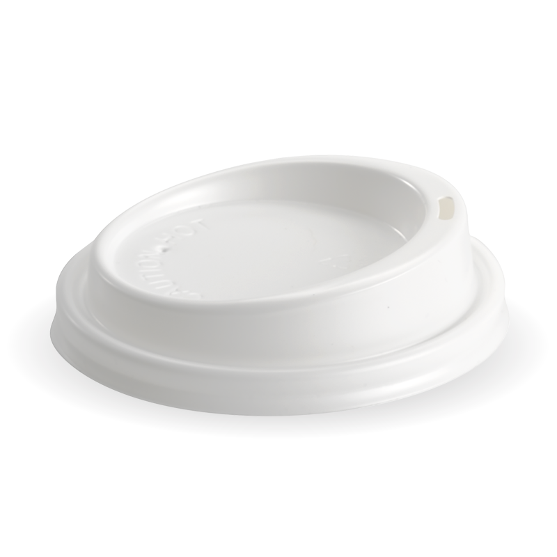 Hot Cup PS Lid Large (To Fit 6, 8, 10, 12, 16, 20oz) 90mm White - BioPak