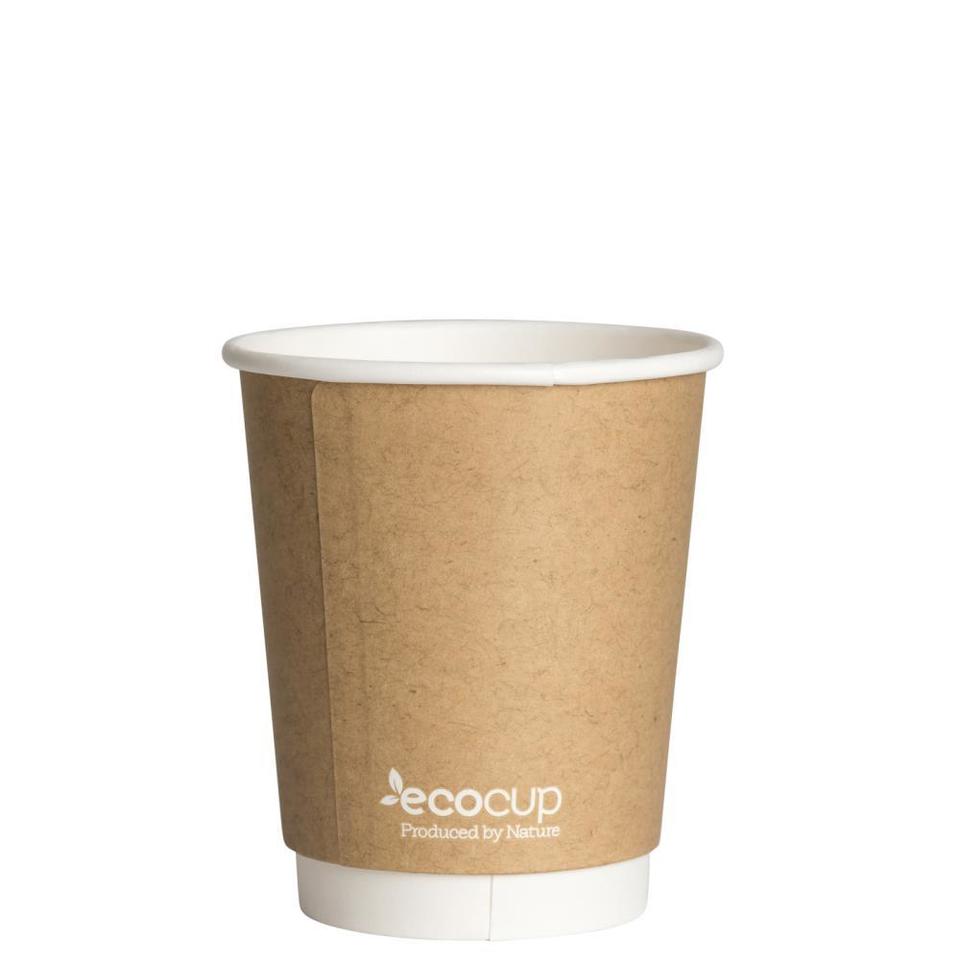 Hot Cup PLA Double Wall 8oz 80mm Kraft - Ecoware