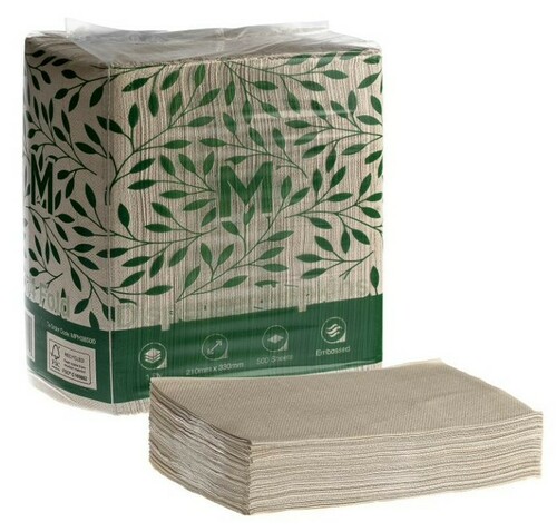 Dispenser Napkins - Brown, 210mm x 330mm, 1 Ply - Matthews