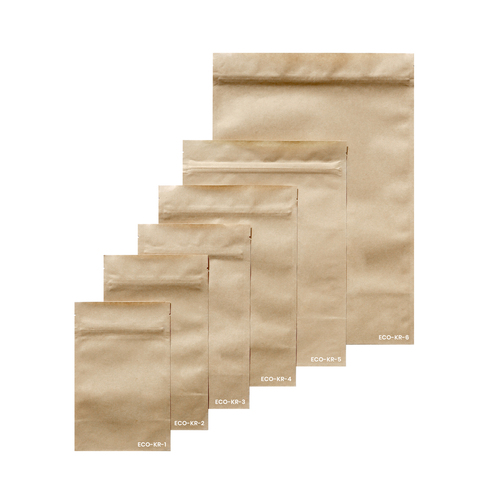 Stand-Up Kraft Paper Pouches Compostable 150gm 130 x 210mm - Ecobags
