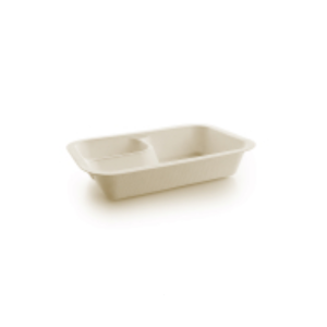 Punnet Sugar Cane Natural 520ml Brim - 2 Compartment - Vegware
