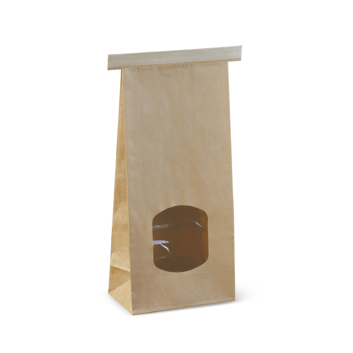 Medium Window Tin-Tie Bag Brown 246 x 115 x 72 - Detpak