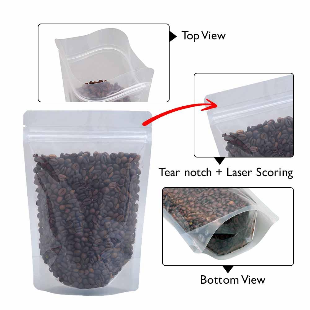 Stand Up Pouch Clear/Clear 100g w Zip no Valve 120w x 200h x (40 + 40)g