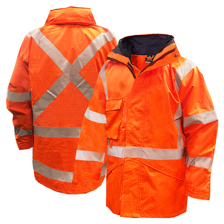Hi Vis-Rain Jacket ,Flame Retardant, Orange Ttmc-Size 8Xl