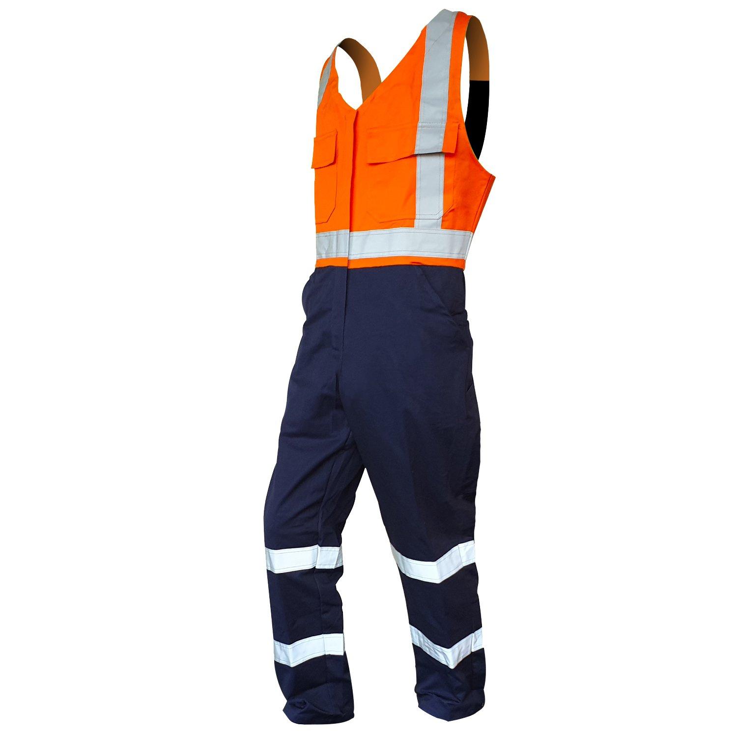 Overall Action Bib, 300Gsm Cotton, Orange/Navy,D/N-Size 9