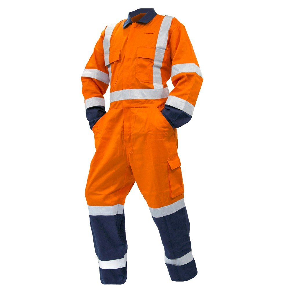 Overall Ls,240Gsm Poly/Cotton, Orange/Navy Ttmc-W-Size 11