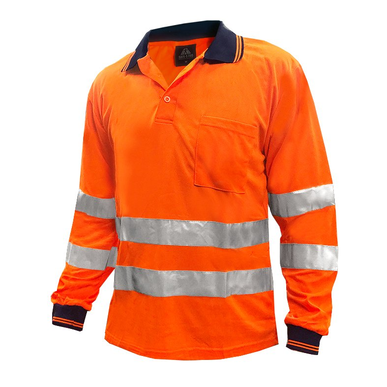 Polo Shirt, Ls, Orange, Tape Au Style-Size 3Xl