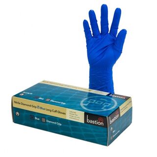 Nitrile Blue Diamond Grip 300mm Cuff Medium - Bastion