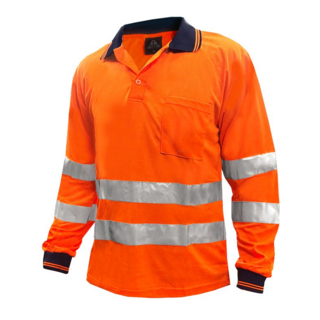 Polo Shirt, Ls, Orange, Tape Au Style-Size 8Xl